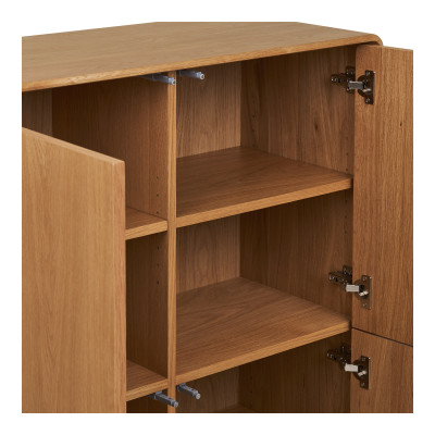 BONA-Aparador alto vintage de 4 puertas en roble natural 100x140 cm