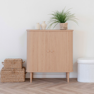 PERLE-Mueble de almacenaje decorativo de madera natural 80x87 cm