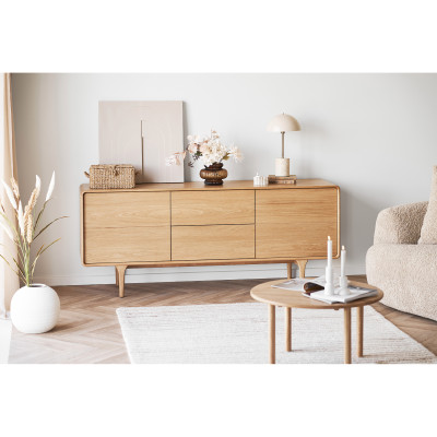 BONA-Buffet vintage chêne naturel 180 cm