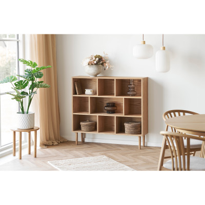 BENK-Bücherregal mit 9 Fächern Eiche natur 112 x 1045 cm