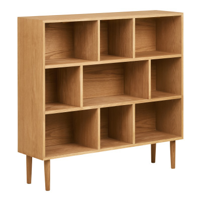 BENK-Librería de 9 compartimentos roble natural 112 x 1045 cm