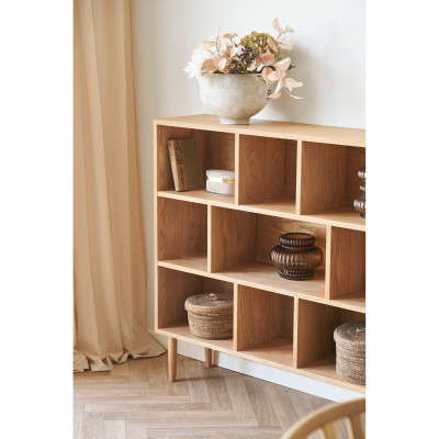 BENK-Bücherregal mit 9 Fächern Eiche natur 112 x 1045 cm