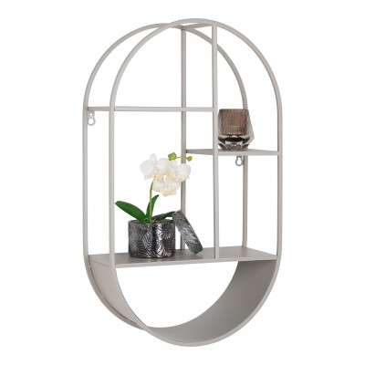 FIX-Estante de pared ovalado en acero gris 35x60 cm