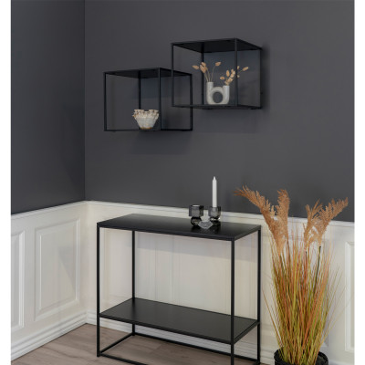 CHIC-Estante de pared negro y metálico de 36x36 cm