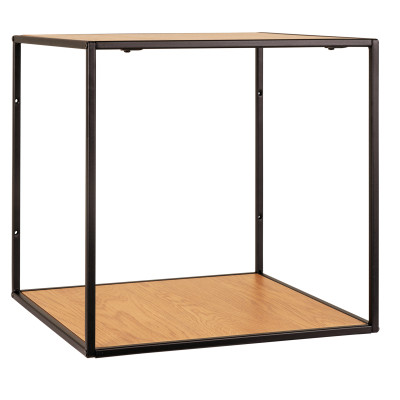 CHIC-Étagère murale décor chêne et métal 36x36 cm