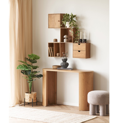 KUB-Cubo da parete con 2 nicchie in rovere massello 30x30 cm