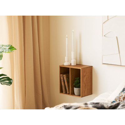 KUB-Cube mural 2 niches en chêne massif 30x30 cm