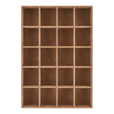 KAZ-Estantería de pared 20 compartimentos en madera natural 44x63 cm