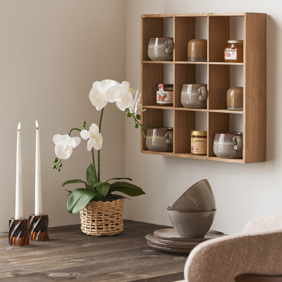 KAZ-Mensola da parete a 9 scomparti in legno naturale 46x46 cm