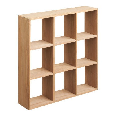 KAZ- Étagère murale 9 cases en bois naturel 46x46 cm
