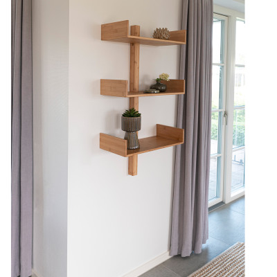VALI-Estantería de pared de bambú natural 50x102 cm