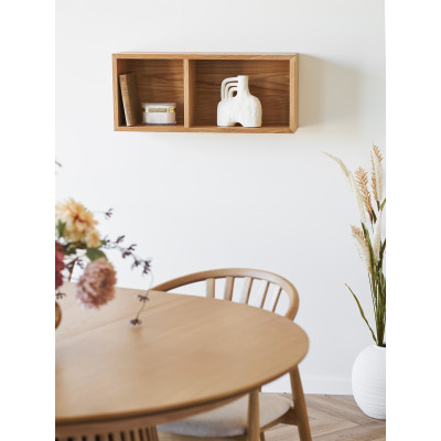 BENK-Estantería de pared de 2 compartimentos roble natural 71x30 cm