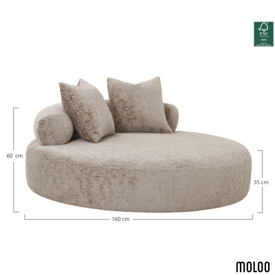 ANTIK-Sofá biplaza tapizado en tela de chenilla beige ø160 cm