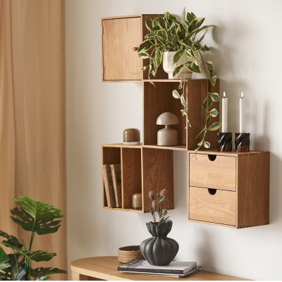 KUB-Set de 4 cubes muraux en chêne massif 30x30 cm