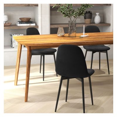 SALLY-Sedia in velluto nero con gambe in metallo set di 4 sedie