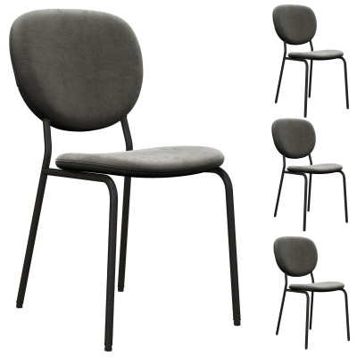 Chaise de salle à manger Contemporain design ANAIS Gris Carbone Lot de 4