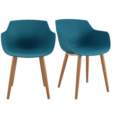 Chaises Scandinave ANDREA Bleu canard coque thermo-formée