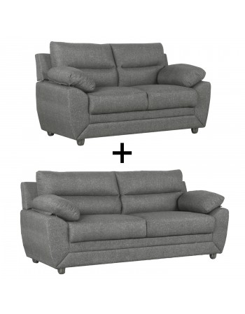 ROMA-Conjunto de sofás de 3 y 2 plazas de tela gris