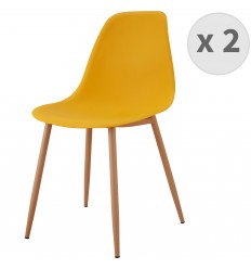 ESTER - Chaise scandinave curry pieds métal bois (X2)