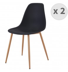 ESTER - Chaise scandinave noir pieds métal bois (X2)