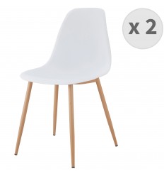 ESTER - Chaise scandinave blanc pieds métal bois (X2)