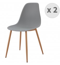 ESTER - Chaise scandinave gris pieds métal bois (X2)